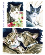 Cat paintings by Dora Hathazi Mendes, Cats of Karavella Atelier