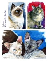 Watercolor Cat painting by Cats of Karavella Atelier
