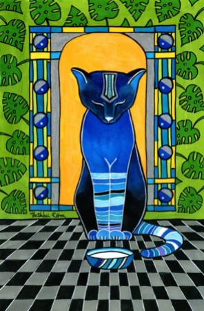 He is Back Blue Cat Art by Dora Hathazi Mendes