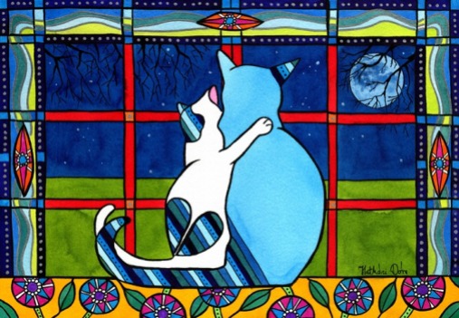 Love you mom cat art by Dora Hathazi Mendes