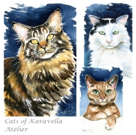 watercolour cat paintings