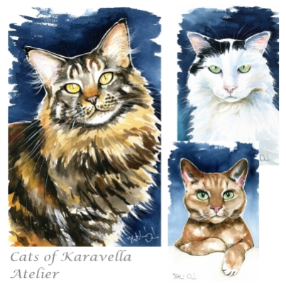 watercolour cat paintings