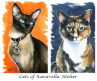 Watercolour cat paintings by Dora Hathazi Mendes