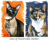 Watercolour cat paintings by Dora Hathazi Mendes