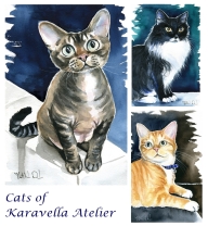 Winty, Molly and Diego cat paintings