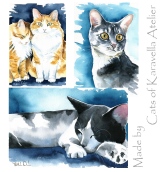 Watercolor cat paintings by Dora Hathazi Mendes
