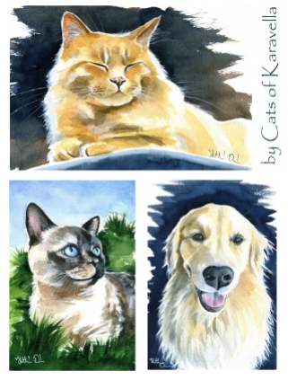 Watercolor pet portraits by Dora Hathazi Mendes