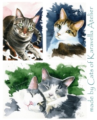 Watercolor cat paintings by Dora Hathazi Mendes