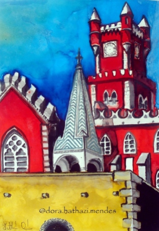 Pena Palace in Portugal painting by Dora Hathazi Mendes
