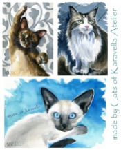 Watercolor Cat Paintings by Dora Hathazi Mendes. Paintings from Prtugal blog.