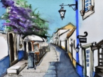 Old Street in Obidos, Portugal painting by Dora Hathazi Mendes