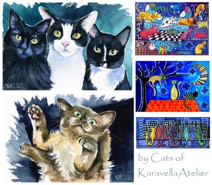 Cats in Art paintings by Dora Hathazi Mendes