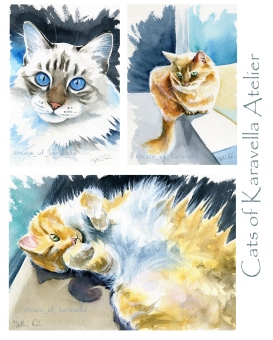Watercolor Cat Paintings by Dora Hathazi Mendes