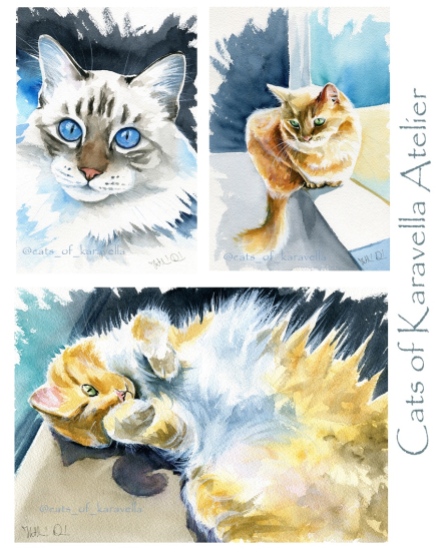 Watercolor Cat Paintings by Dora Hathazi Mendes
