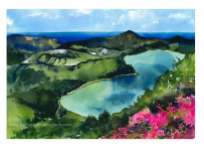 Azores Painting Furnas Lake Portugal