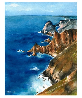 Portugal Coast painting, watercolor by Dora Hathazi Mendes