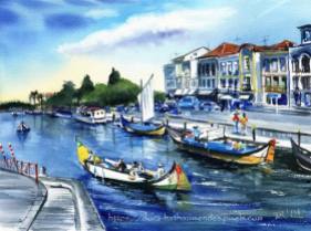 A pleasant Day in Aveiro Portugal painting by Dora Hathazi Mendes