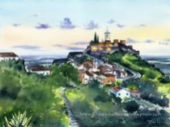 Hilltop Village of Monsaraz Portugal painting by Dora Hathazi Mendes