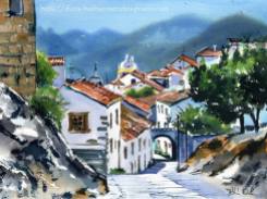 Old Village in Alentejo Portugal painting by Dora Hathazi Mendes