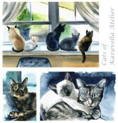 Lets be Homebodies cat painting by Dora Hathazi Mendes