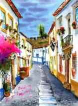 Obidos The Charming Medieval Village In Portugal painting by Dora Hathazi Mendes