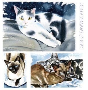 Realistic Watercolor cat portraits