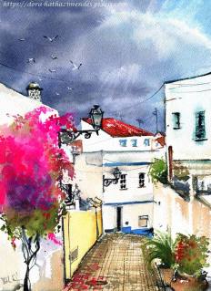 Before Storm Albufeira Algarve Portugal painting by Dora Hathazi Mendes