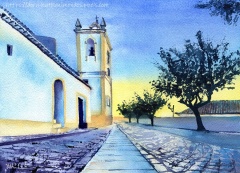 Ferragudo Church at Algarve Portugal painting by Dora Hathazi Mendes