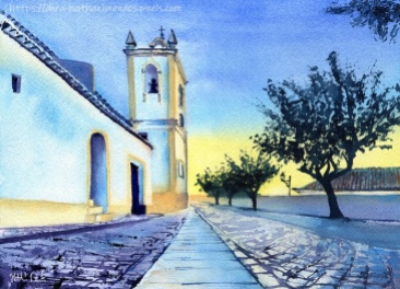 Ferragudo Church at Algarve Portugal painting by Dora Hathazi Mendes