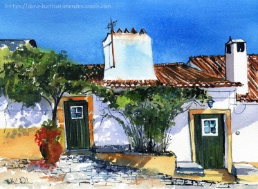 Rural Alentejo Watercolor painting by Dora Hathazi Mendes