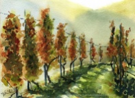 Vineyard in Douro Valley Portugal painting by Dora Hathazi Mendes