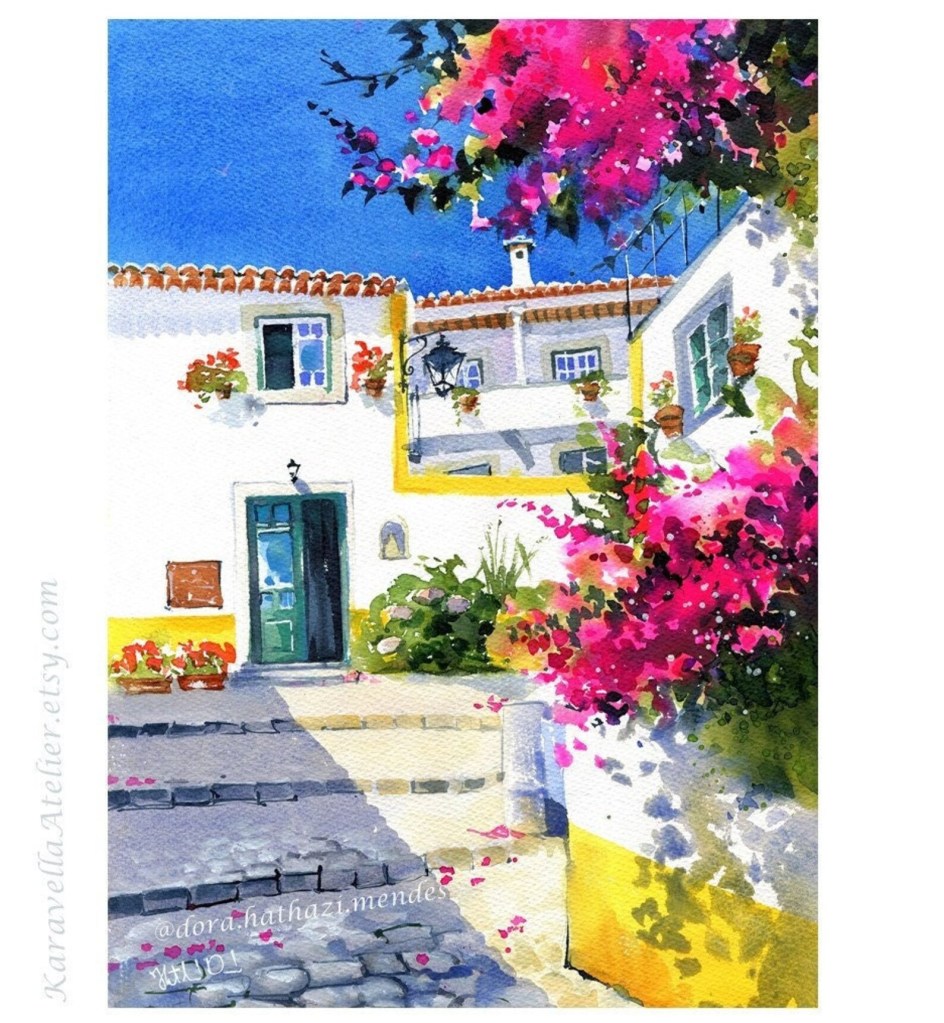 Obidos Portugal painting by Dora Hathazi Mendes art
